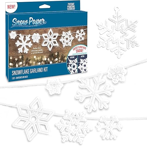 Miniatura 7 de Decoraciones de invierno de papel de nieve – Haz 13 adornos cubiertos de nieve – Decoraciones de fiesta de Navidad – 2 hojas perforadas, cuerda
