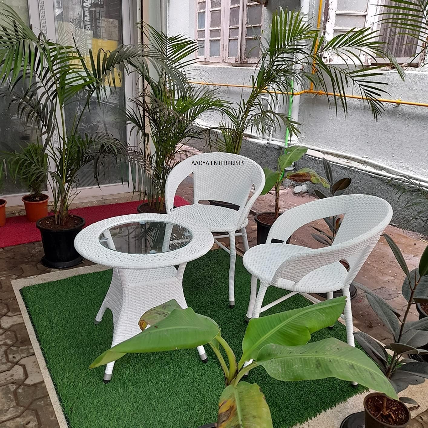 OMANSH 2 Seater Chair Outdoor Seating Chair (23Lx19Wx31H) and Table (24Lx24H) Set, Garden Patio Table Set, Outdoor Balcony Wicker Furniture Set(1 Year Warranty) (Rose)-image-20