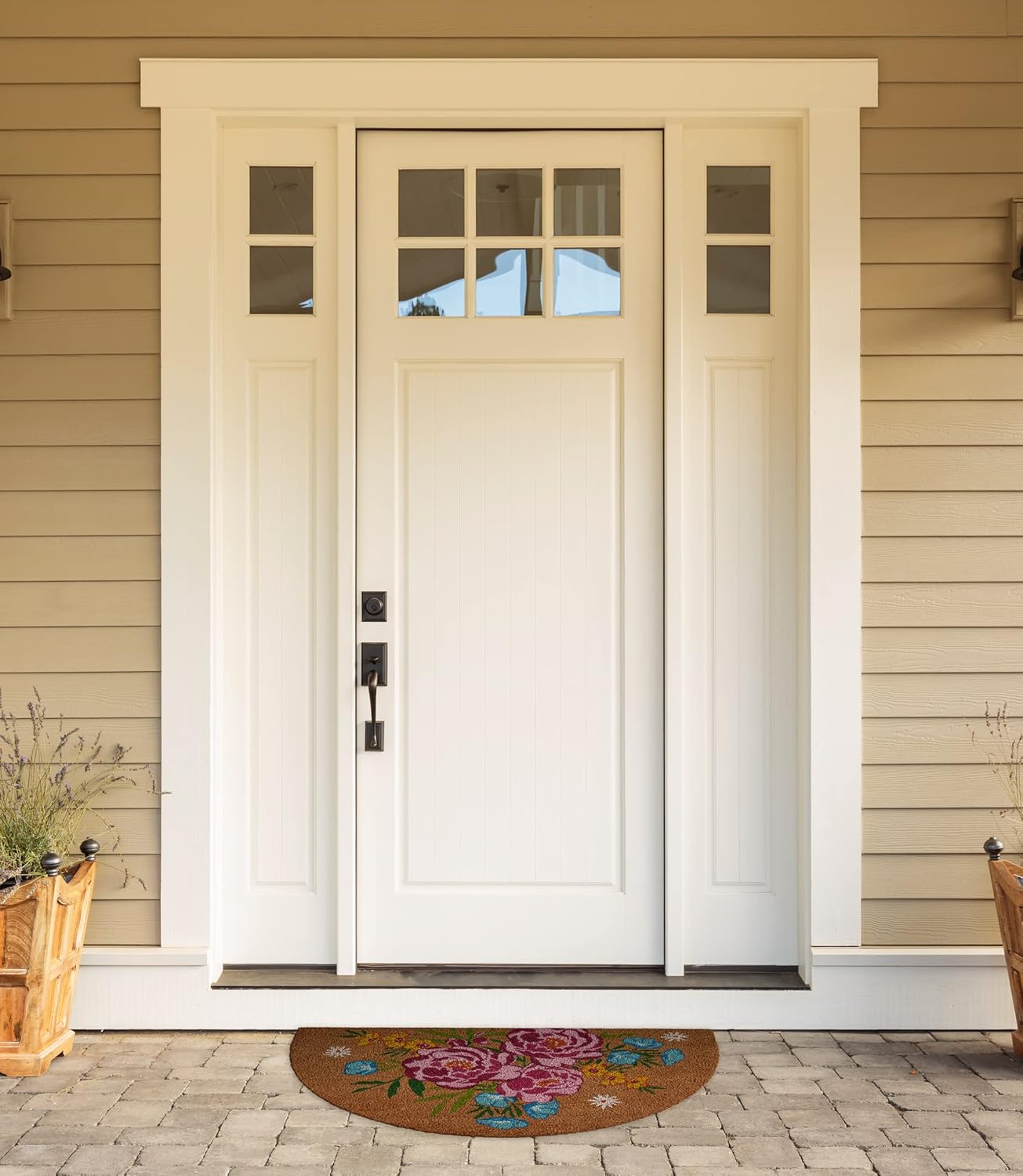 DII Floral Design Collection Natural Coir Doormat, 17x29, Bouquet