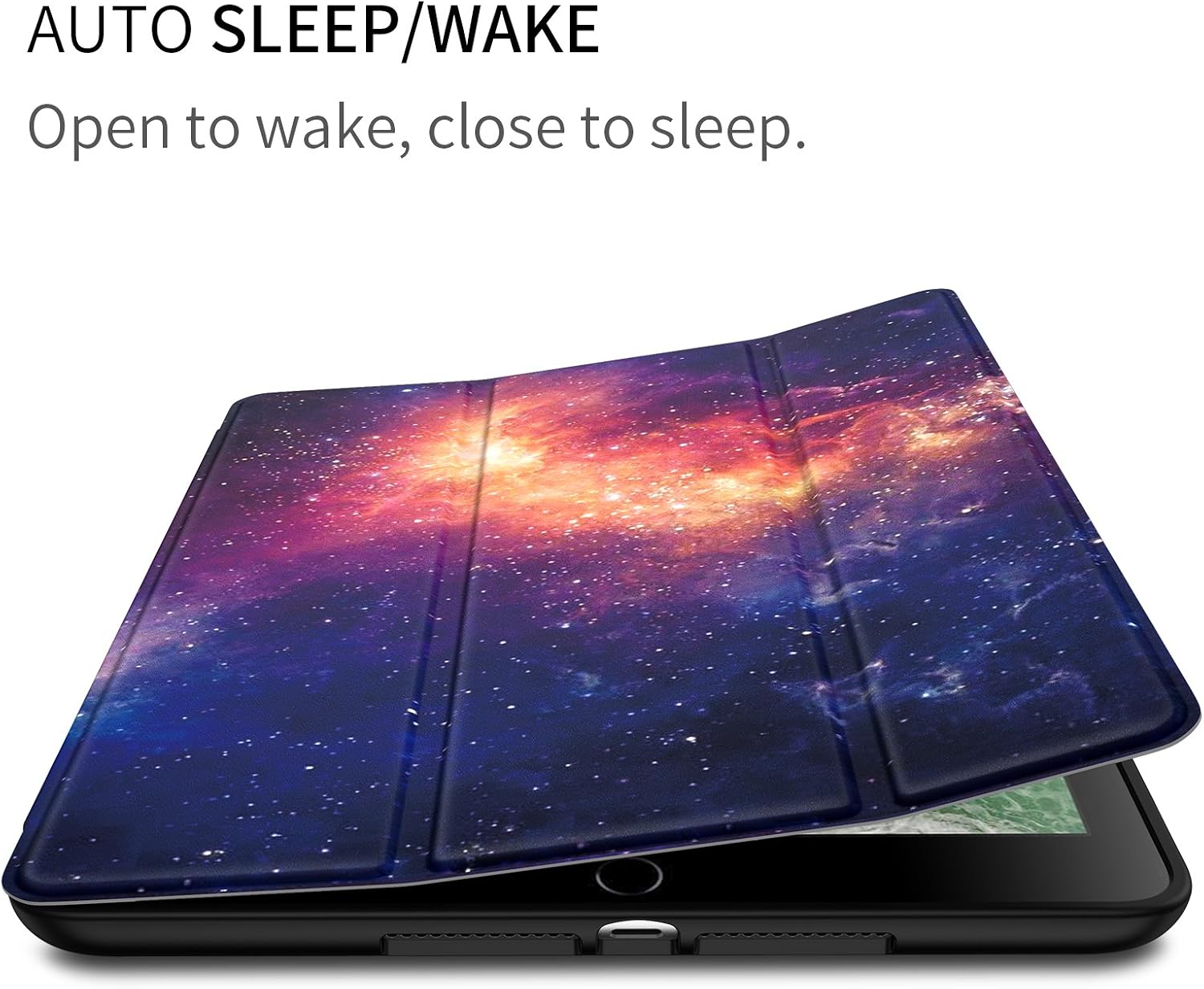 Infiland iPad 9.7 Inch 2018 Tri-Fold Cover Case With Apple Pencil Holder (Auto Wake/Sleep), Galaxy