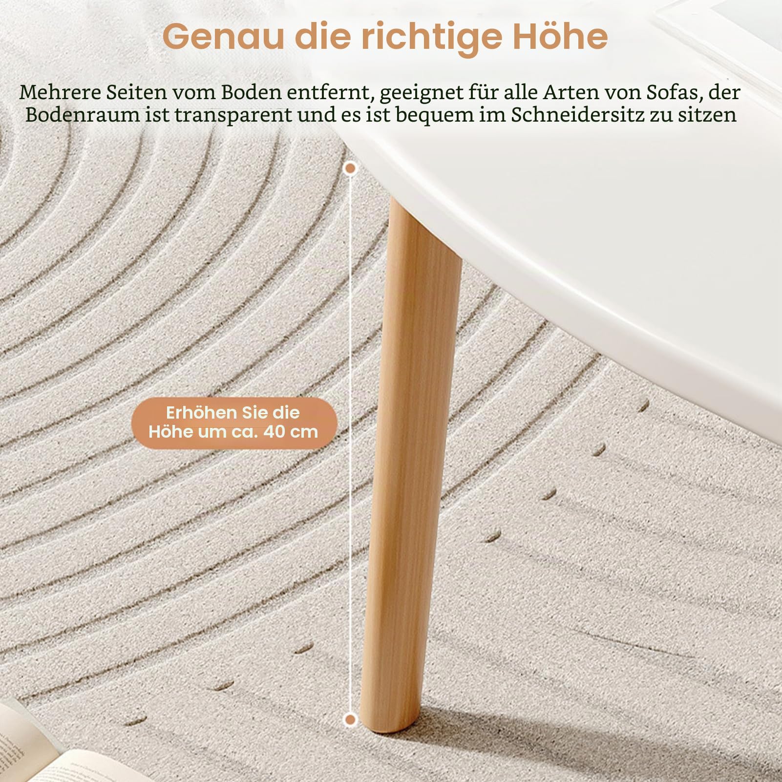 Altsuceser Century Couchtisch in Wolkenform für Wohnzimmer, moderner Couchtisch für kleine Räume, mit geräumiger Oberseite und stabiler Konstruktion, platzsparend, minimalistisch, kleine Tische, Weiß