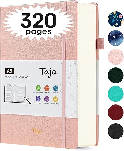 Cuaderno de diario para escribir, 320 páginas forradas de cuero de tapa dura para mujeres y hombres, cuadernos con rayas universitarias para