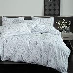 Floral Comforter Set Queen 3 Pieces Soft Cute Floral Bedding Comforter Sets Garden Style Blue Flower Print Botanical Floral Comforter Queen for All Seasons 1 Comforter and 2 Pillowcases