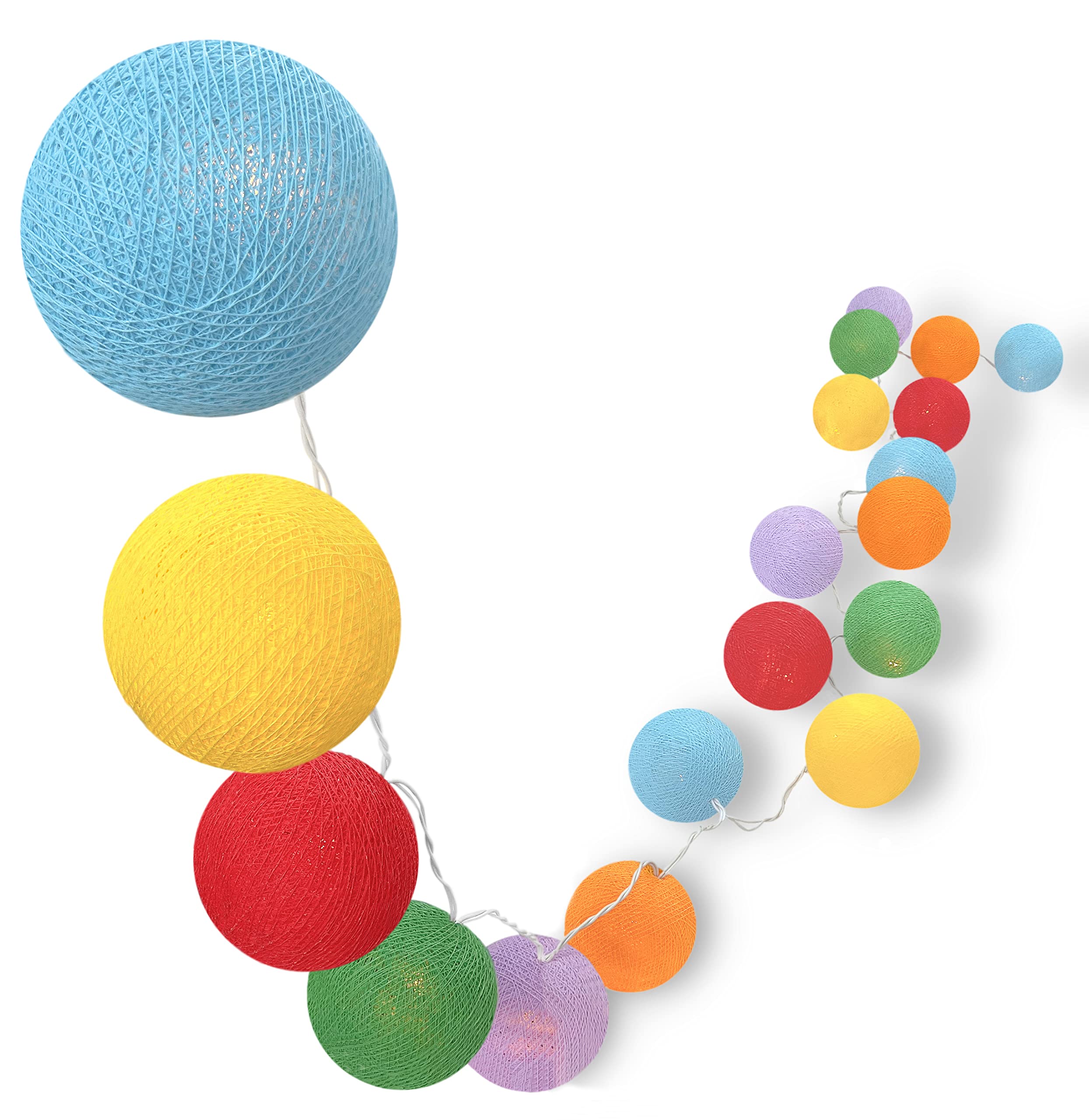 CREATIVECOTTON LED Lichterkette mit Cotton Balls inkl. Timer und Dimmer (Fiesta, 35 Kugeln)