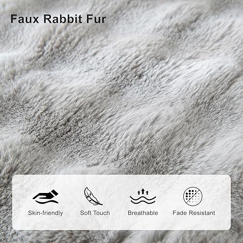 Miniatura 4 de AMWAN Funda de sofá de piel sintética de conejo ultra suave para sofá, cama, larga, gruesa, cálida, esponjosa, para perros, gatos, niños, manta