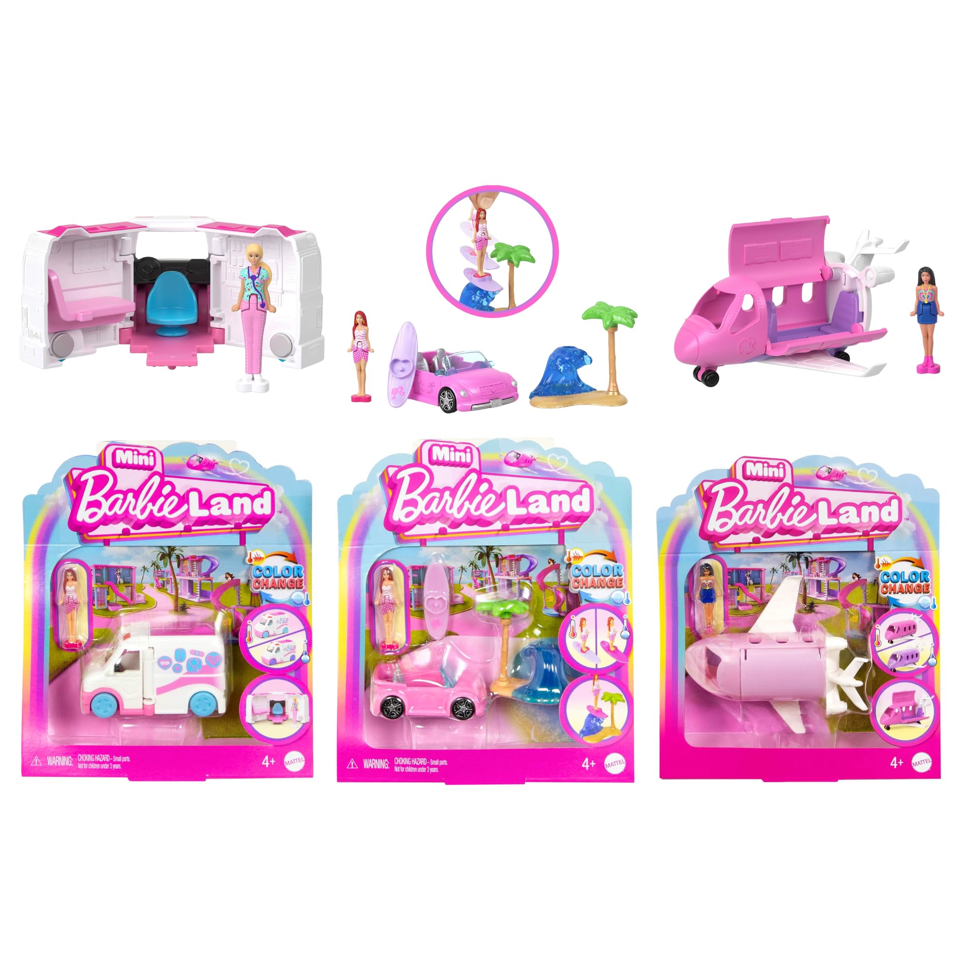 Barbie Mini Land Playsets Doll & Toy Vehicle Sets Bargain Bundles - (3 Piece Bundle Set 1)