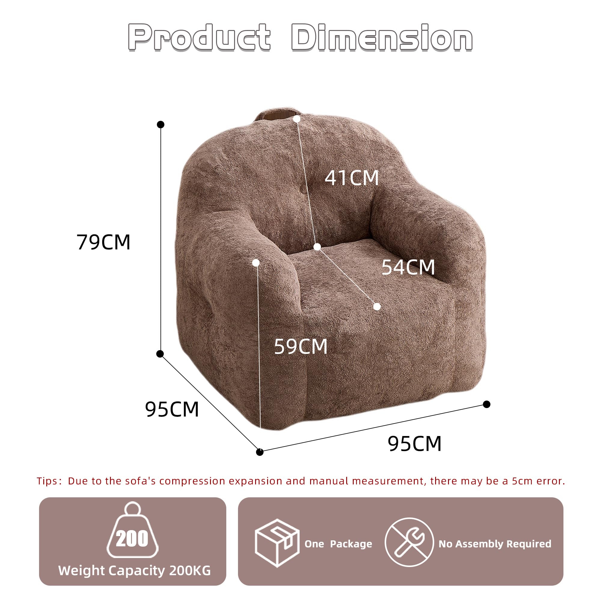 MURUL Puf gigante de piel sintética con cojín y taburete, cómodo sofá de lectura y juegos, cómodo sillón de lectura para adultos y niños, salón y dormitorio, color caqui