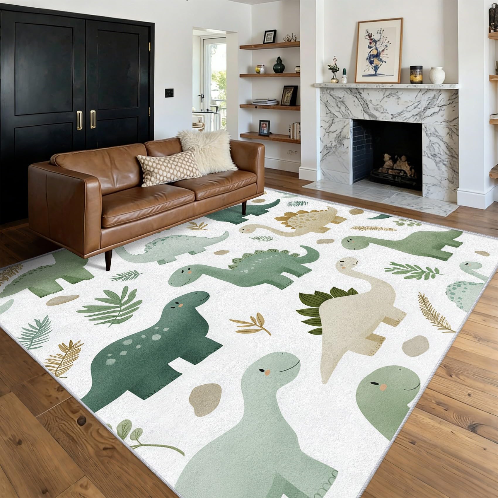 Cute Dinosaur Rugs Living Room Large - Boys Cute Animal Green Dino Area Rugs for Bedroom Rug Green Carpet, Washable Non Slip Soft Low Pile Patterned Rug & Room Decor 180x240 O-fd1
