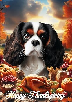 Cavalier King Charles Tri - Best of Breed Thanksgiving Outdoor Garden Flag 12" x 17" Mailbox Flag Dog Flag