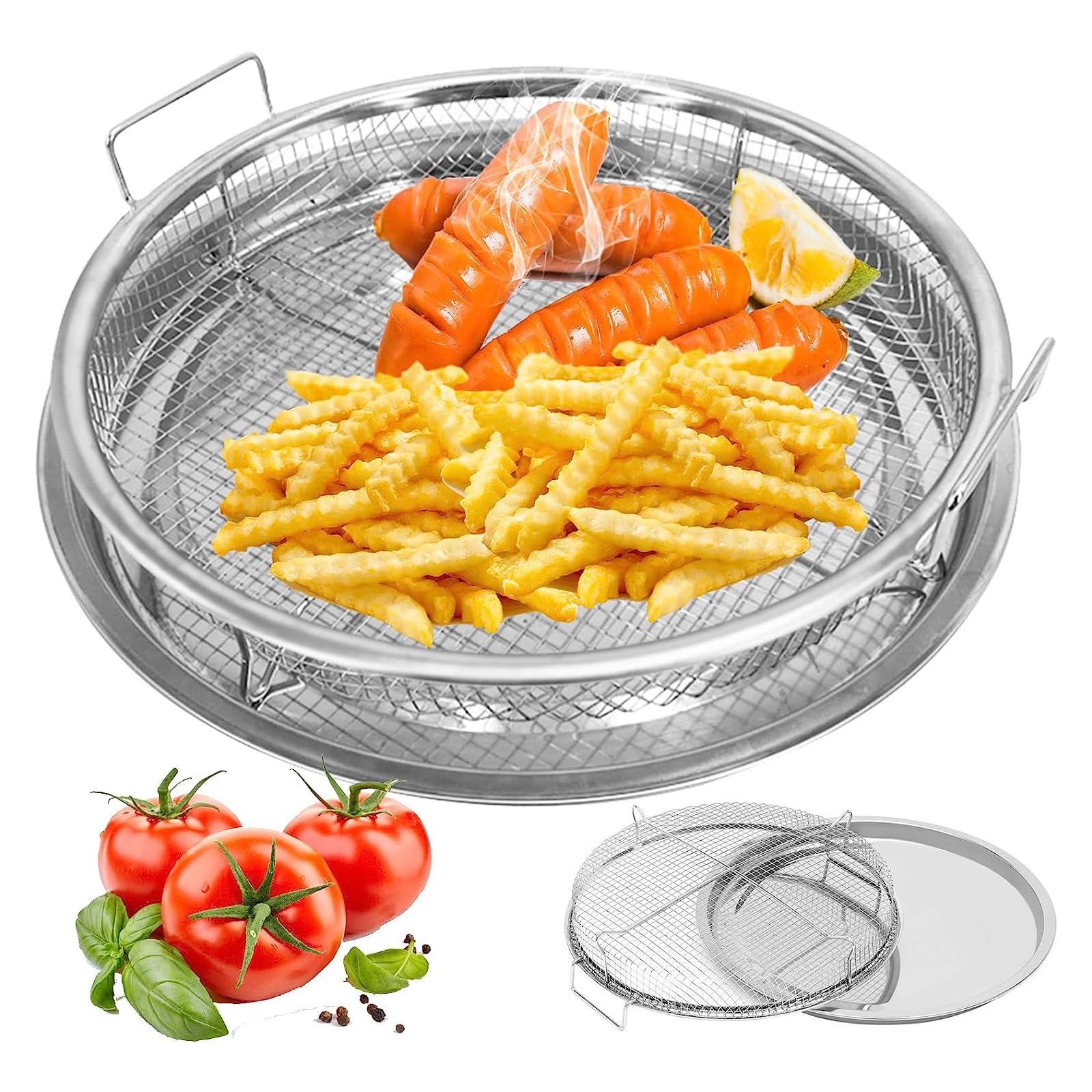 Stojak na grilla ze stali nierdzewnej – wszechstronny uchwyt na odwadniacz do frytek i wielu innych produktów – idealne urządzenie kuchenne do zdrowego gotowania i grillowania