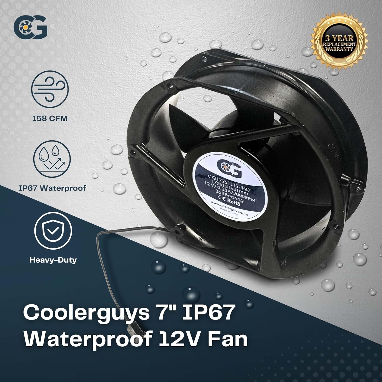 Coolerguys 7" (172mm x 152mm x 51mm) 12v Waterproof