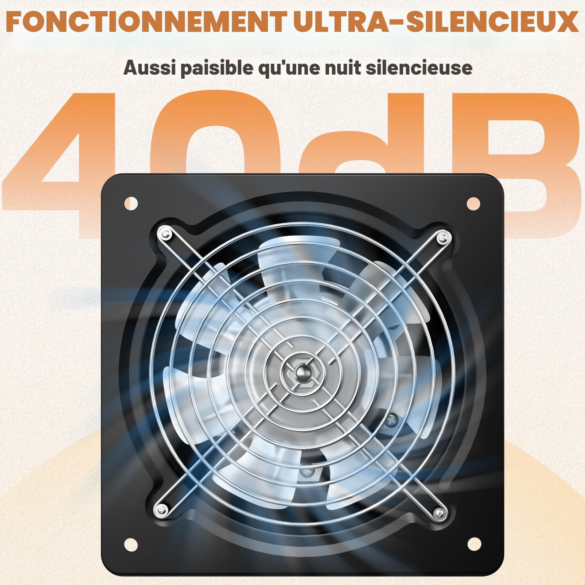 150 mm Extracteur d'Air Chaud 525m³/h– Puissant, Silencieux, et Efficace | Valve Anti-Retour | Prévention de l'Humidité et Refroidissement | Idéal pour Cuisine, Salle de Bain, Noir