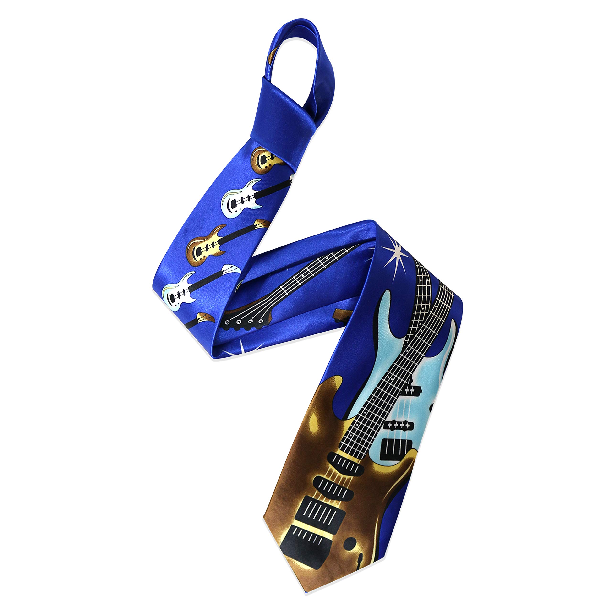 The Tie Company Men's 5 - Guitar & Bass The Tie Co™ Printed Collection Wide Ties - Musical/Usa/Novelty (5 - Guitar & Bass)