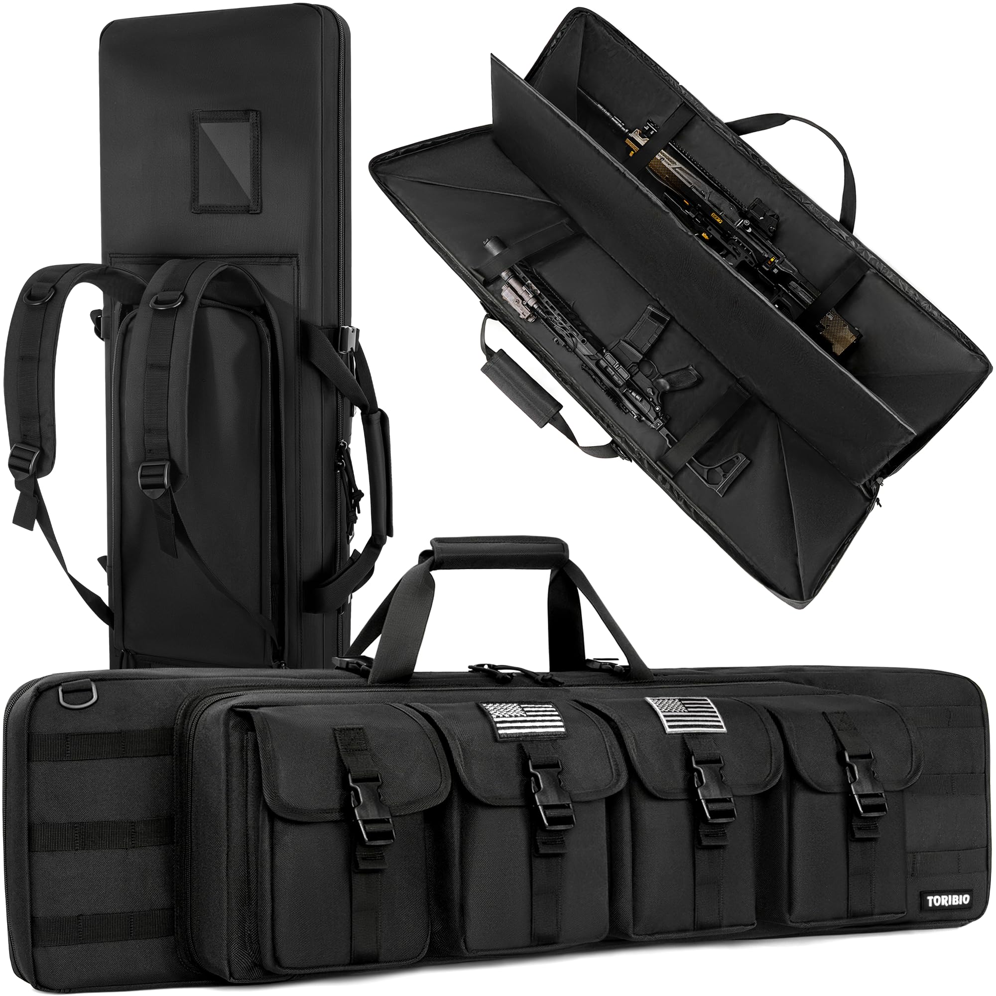 TORIBIO Double Rifle Case Gun Bag 30/34/36/42/46/48/51/55" | Soft Double Rifle Bag for Rifle Firearm Storage Transportation and Hunting Shooting Range Rifle Backpack