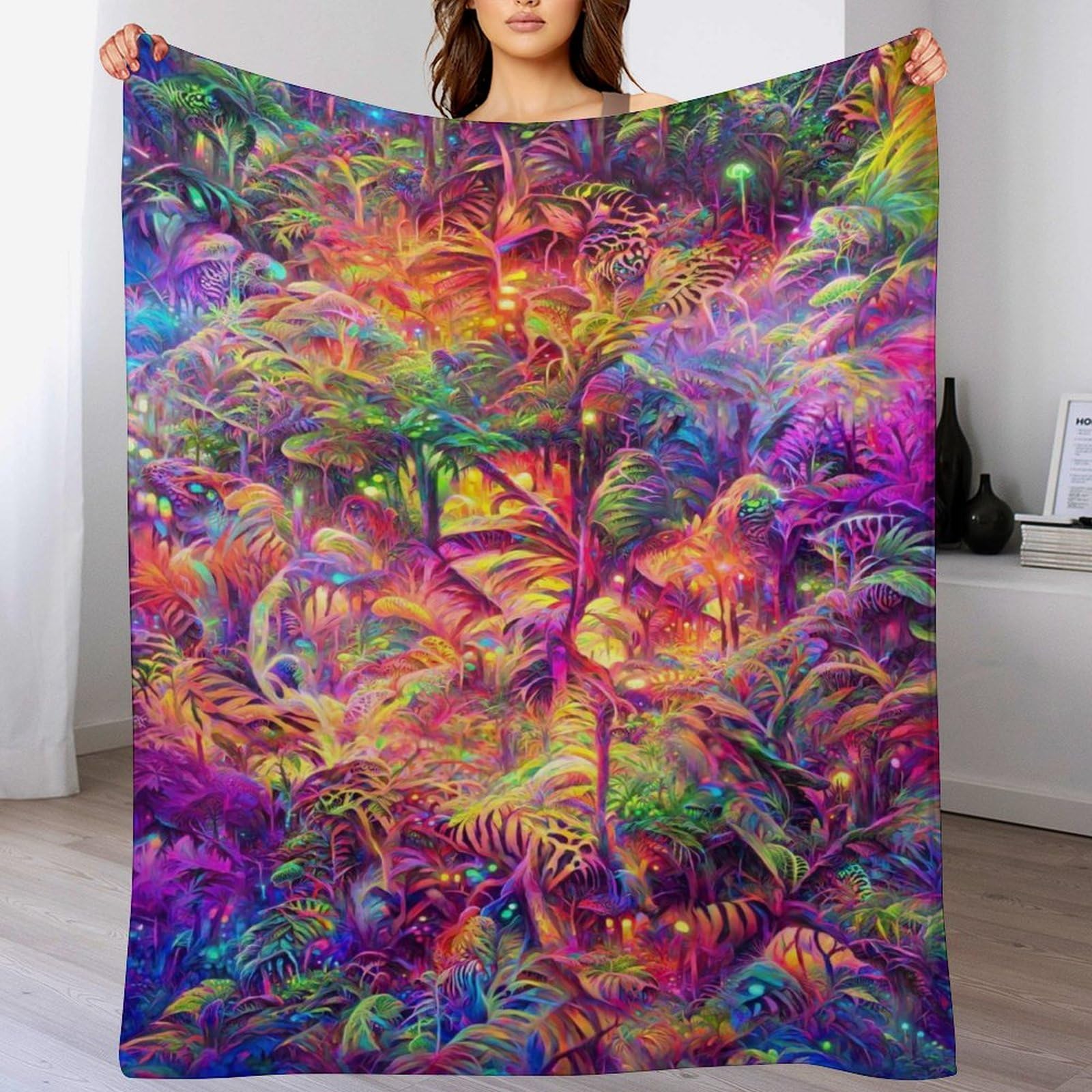 Couverture polaire jungle pour cocooning sur le canapé et nuits douillettes