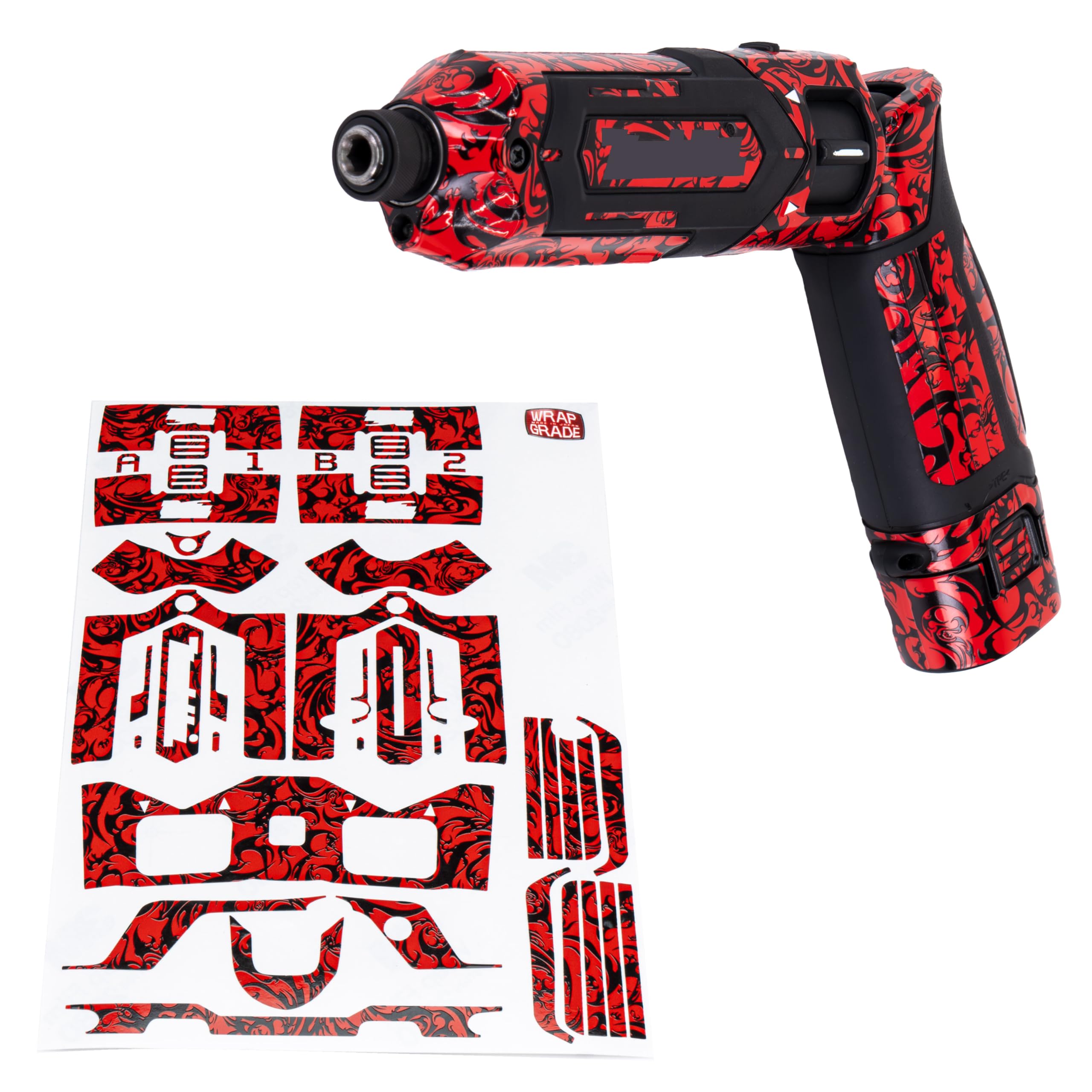 WRAPGRADE Custom Wrap Decal Stickers compatible with Makita TD022D Impact Driver (Chaos Tribal Red)