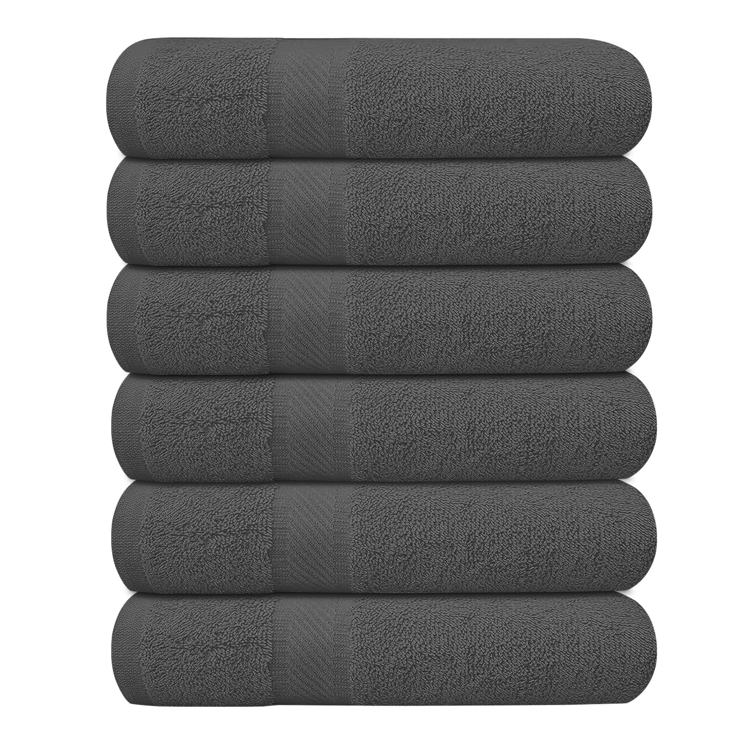 KAHAF COLLECTION 6 Pack Bath Towels Set 27 x 54 Inches 100 Ring Spun Cotton Lightweight Quick Dry
