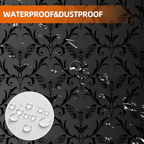 Miniatura 3 de Cortina de ducha de esqueleto gótico de Halloween de 72 x 72 pulgadas, cortinas de ducha de calavera gótica para baño con ganchos, decoración de