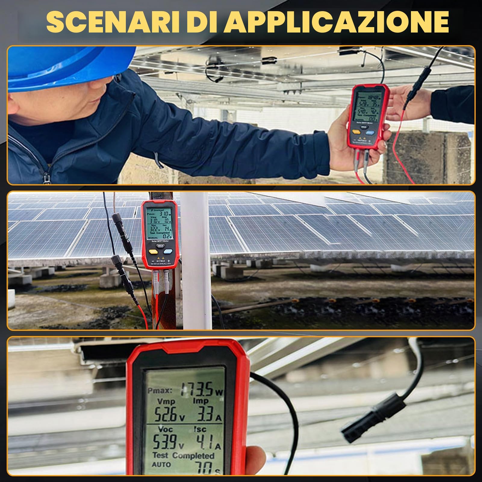 Tester per pannello solare 800W PV tester per pannelli solari mppt Misuratore PV fotovoltaico Misuratore di potenza con display LCD (Multimetro UT673PV 800W)