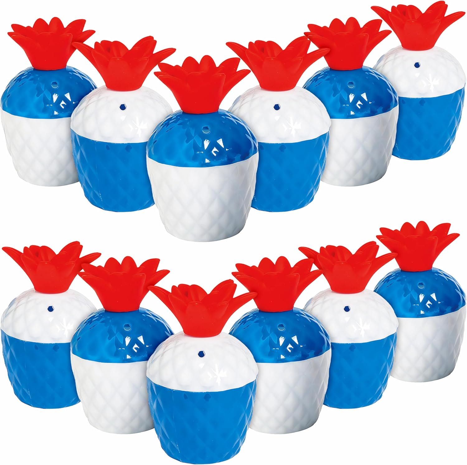 Fun Express - Patriotic Pineapple Molded Cups for Fourth of July - Party Supplies - Drinkware - Sipper & Molded Cups - Fourth of July - 12 Pieces