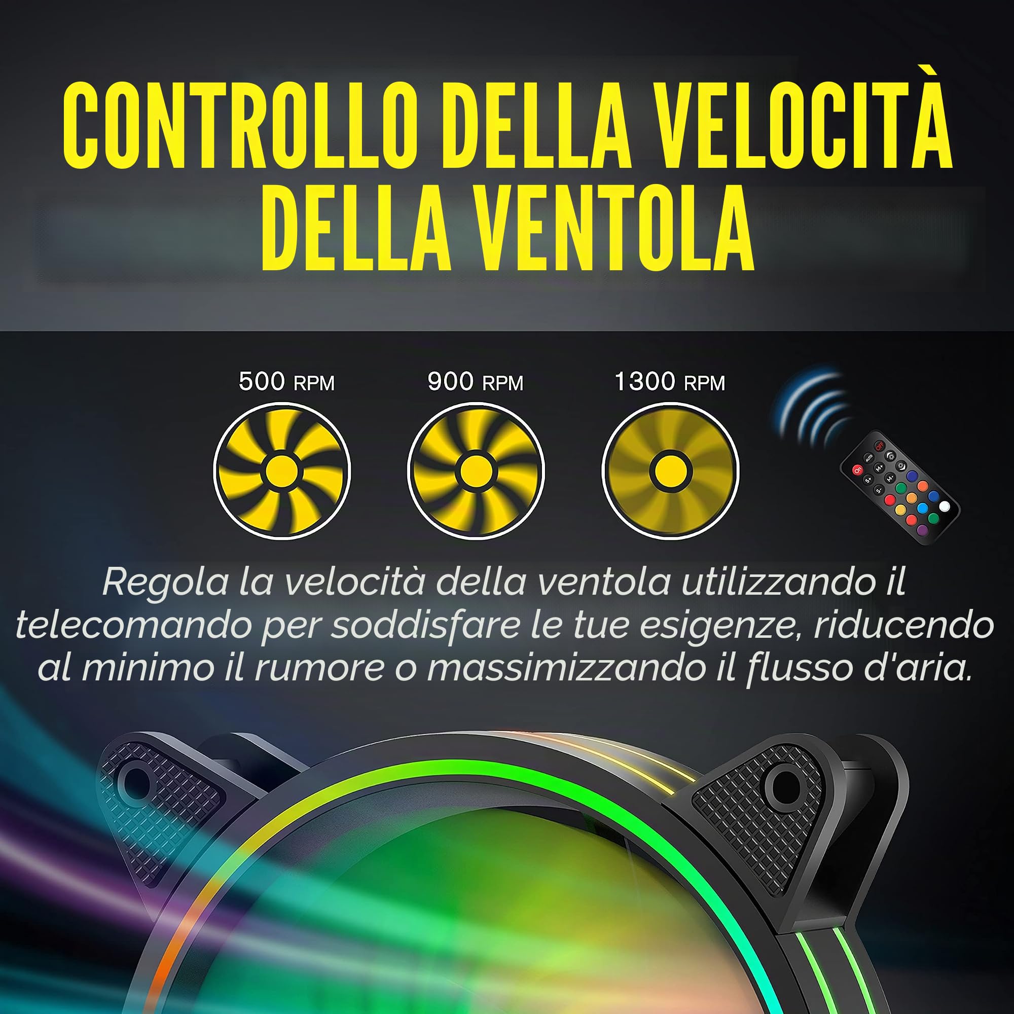 EZDIY-FAB Moonlight - Ventilatore per alloggiamento RGB da 120 mm, con ventola e telecomando, scheda madre Aura SYNC, controllo della velocità, ventola indirizzabile per alloggiamento PC-6 Pack