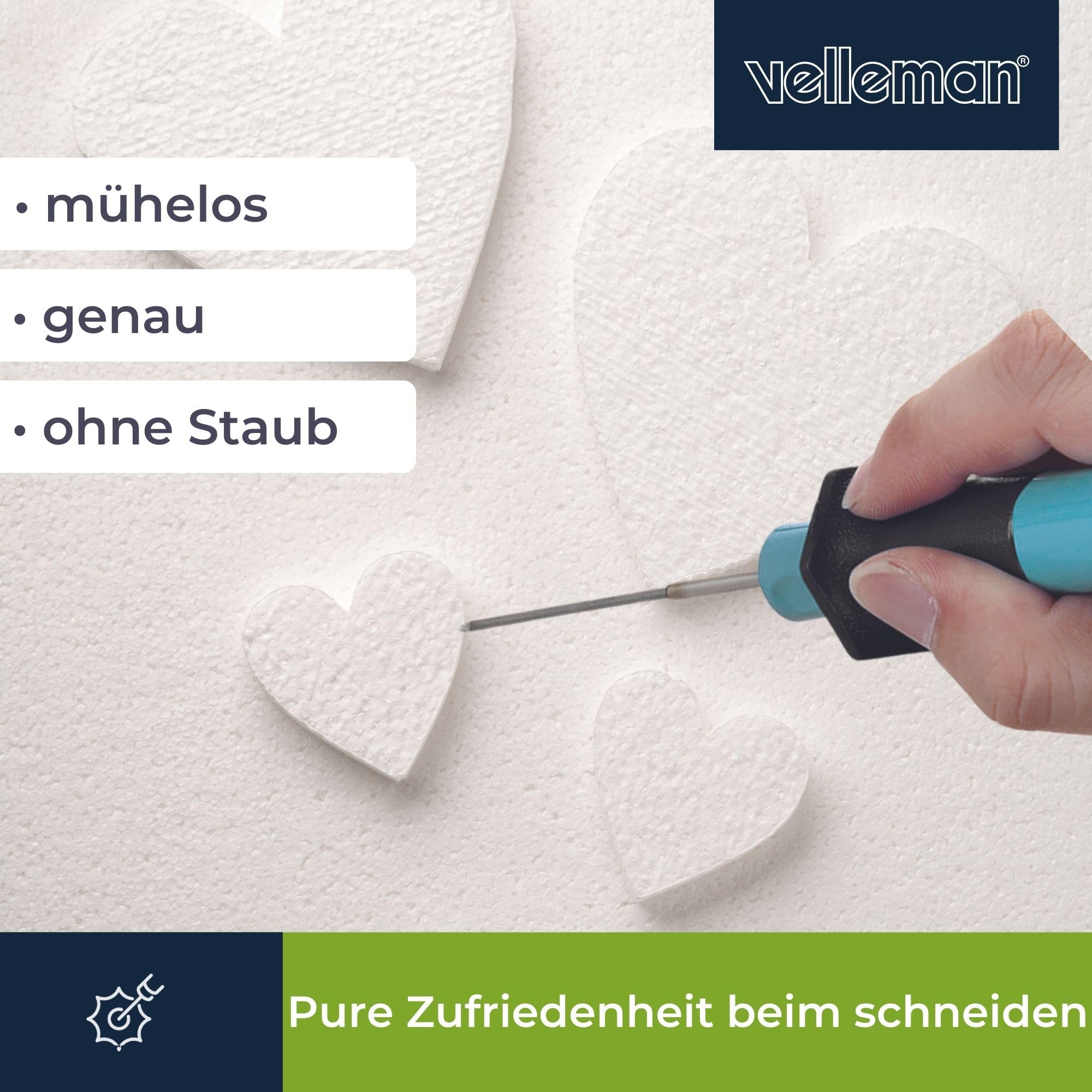 Velleman 3-in-1 Styroporschneider mit Heißdraht Heißmesser und Gravierstift inklusive 5V Adapter und Halterung 8W schnelle Aufheizung 10s ideal für Modellbau Basteln und Dekoration