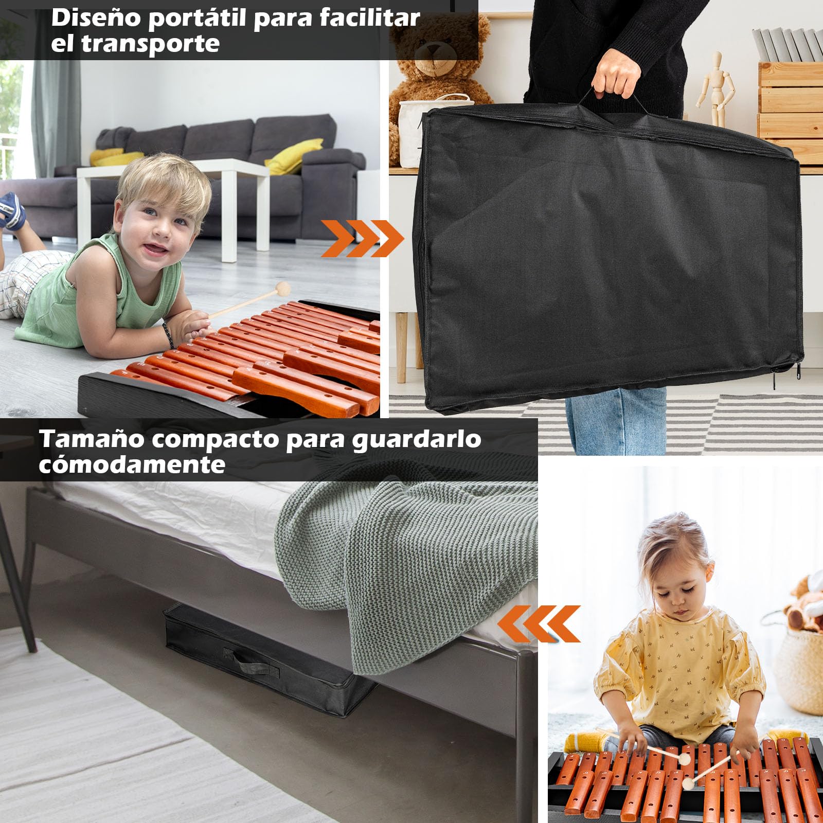 GOPLUS Xilófono de 25 Notas, Xilófono Madera con 2 Mazos y Bolsa de Transporte, Instrumento Musical Portátil con Bueno Sonido, Instrumento de Percusión de Madera, para Niños y Adultos