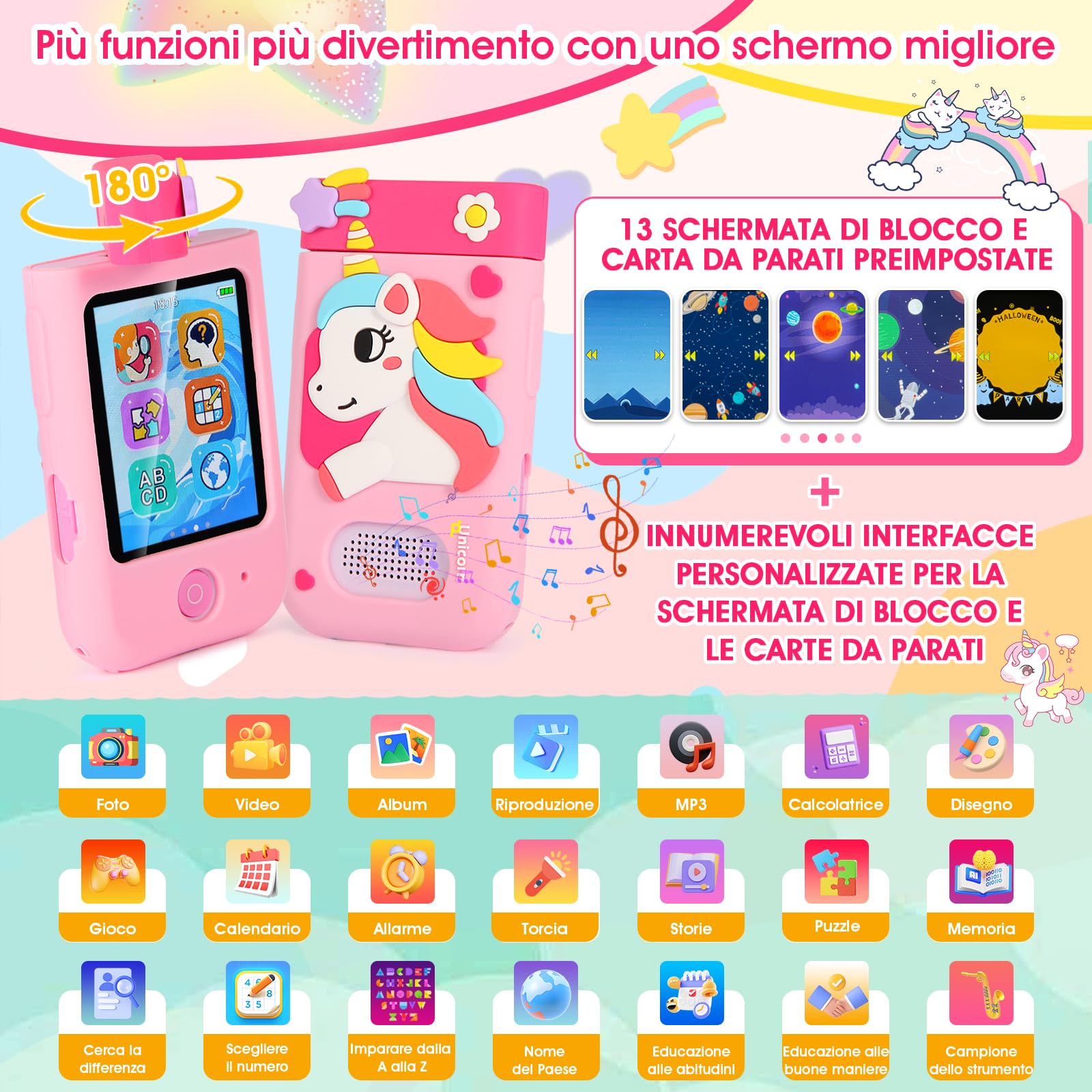 Fotocamera per bambini, ZUEOKAI Fotocamera intelligente per bambini Regali di Natale e compleanno per bambini dai 3 ai 12 anni, fotocamera digitale per bambini con video 1080P