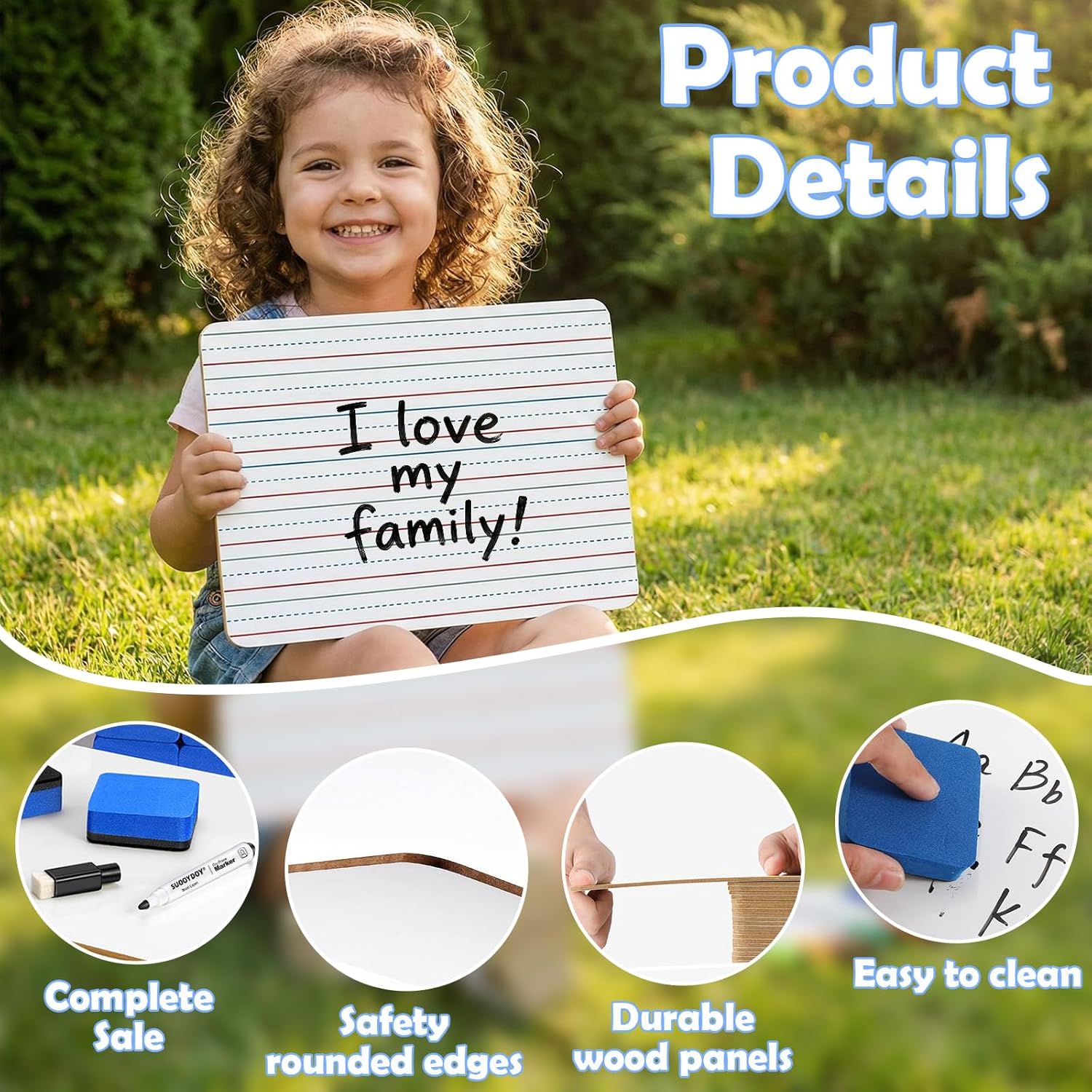 Dry Erase Boards 30 Pack, 9"x12" Double Sided Small Whiteboards with Lines for Kids, Students, Teacher & Classroom Pack,Mini Individual White Boards Lined for Writing Math English Practice