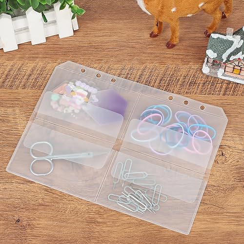 Miniatura 62 de 60 bolsillos A6 para carpeta, 6 agujeros, con cremallera, carpetas de PVC transparente, bolsas de hojas sueltas, sobres de efectivo para carpetas