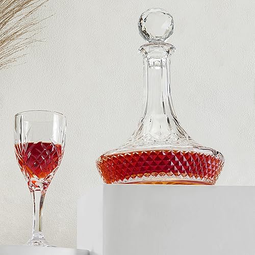 Miniatura 2 de KANARS Jarra decantadora de vino, soplada a mano, aireador de vino tinto 42.3 fl oz/42oz, jarra de vino de licor de cristal con tapón para cena de