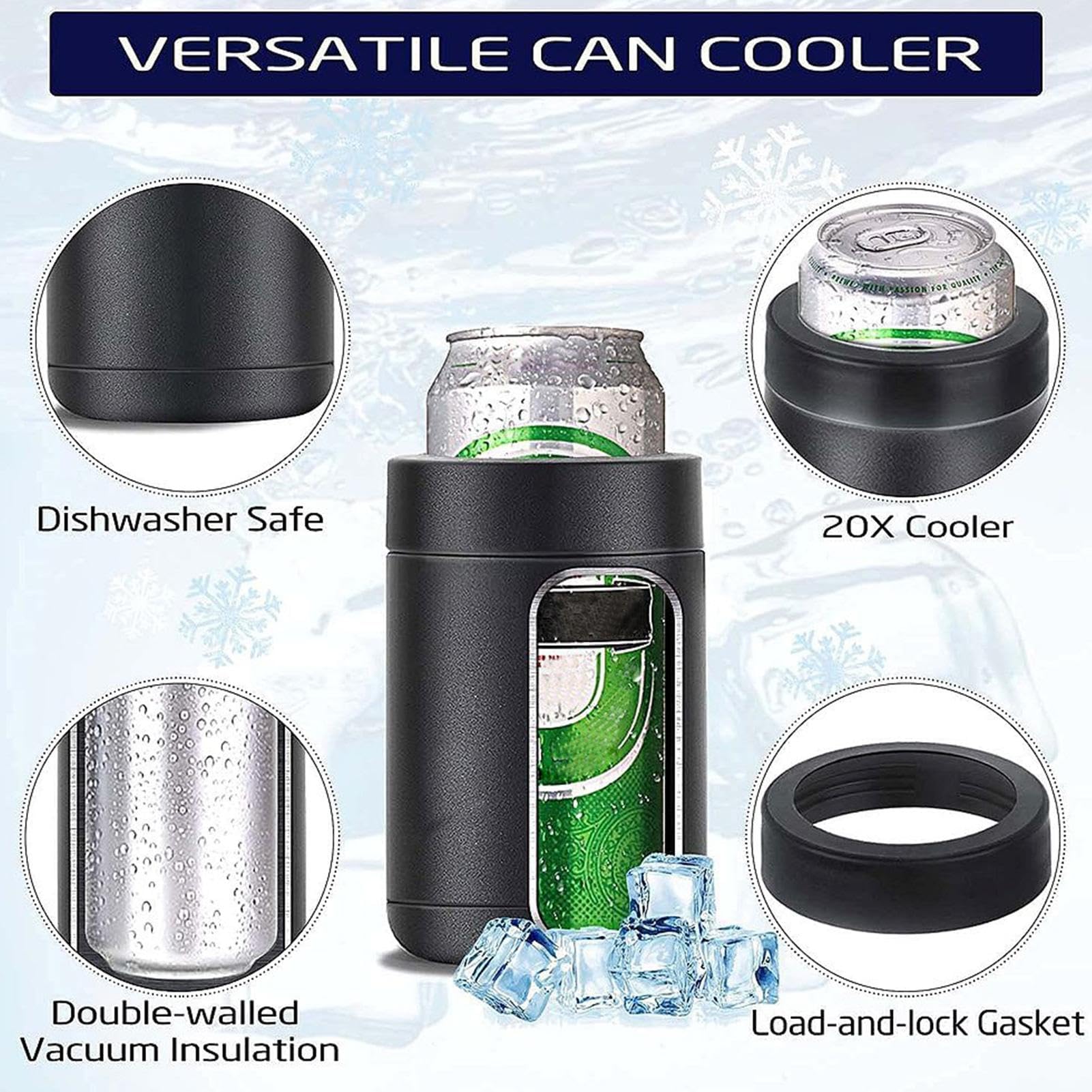 Freve di raffreddamento della birra per bottiglie - 3 in bottiglia da 1 in 1 e può essere più fresco con apri di birra, 12 once. Porta isolante per bottiglie di birra Slim Can, acciaio inossidabile a