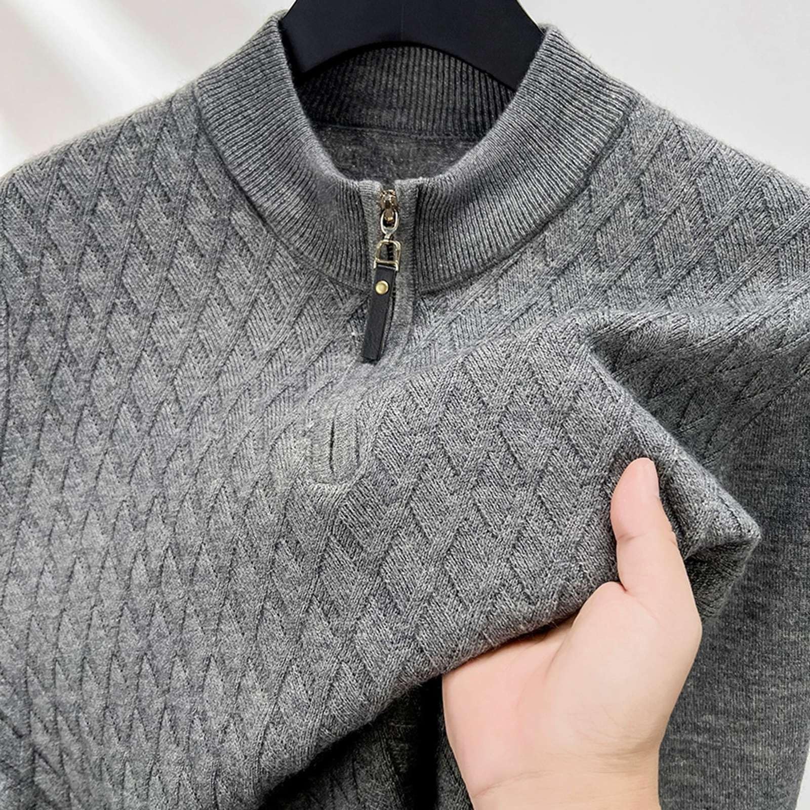Generisch Jersey para hombre suave para el tiempo libre, jersey de punto de invierno, cálido, manga larga, corte regular, suéter de trabajo, sudadera de manga larga, monocolor, jacquard, para el