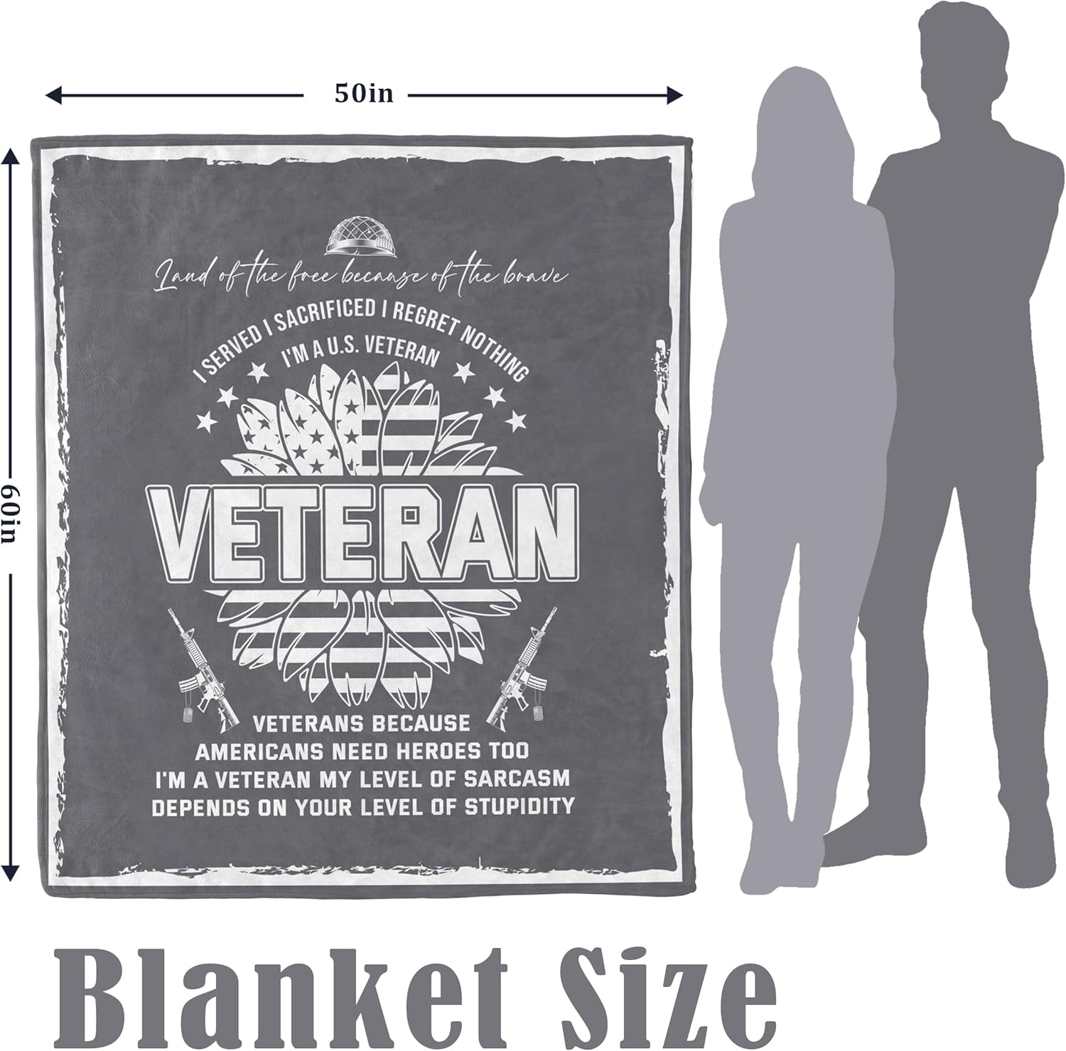 Veteran Gifts Throw Blanket 60”x50”, Veterans Day Gift for Men, Him, Hard Head Veterans, Army, Navy, Air Force Veteran Gift Ideas for Fathers Day, Christmas, Birthday - Image 5