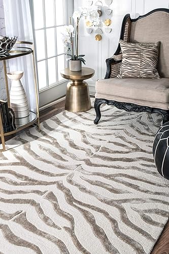 nuLOOM Alfombra decorativa de cebra de felpa copetuda a mano, 2 x 3, gris disponible en Yaxa Peru