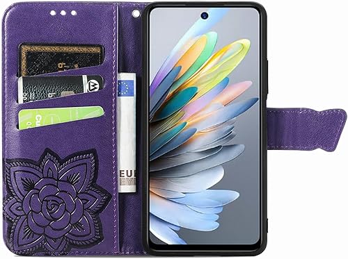 Miniatura 5 de Funda protectora para Moto G Stylus 4G 2023, de piel sintética, con correa para la muñeca, ranuras para tarjetas, bolsillo en relieve con diseño de