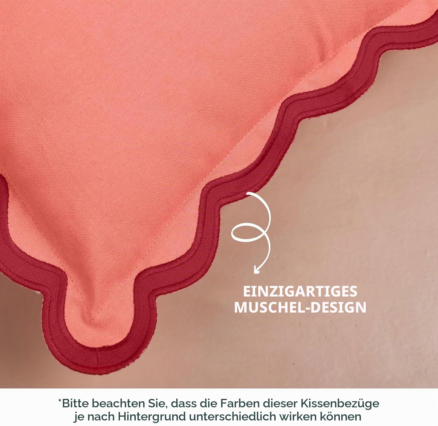 Folkulture Deko-Kissenbezüge mit Bogenkante, Akzentkissen, weihnactliches Design, für Couchkissen, Wohnzimmer, Rot, ca. 50 x 50 cm, 2 Stück