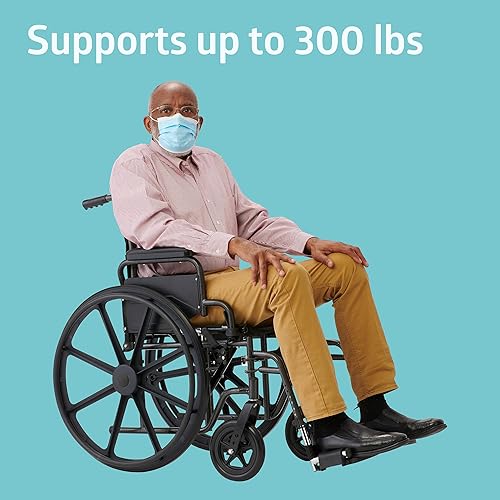 Miniatura 7 de Medline Silla de ruedas K3 de 20 pulgadas con altura ajustable con brazos abatibles hasta el escritorio y reposapiés abatibles, 300 libras de