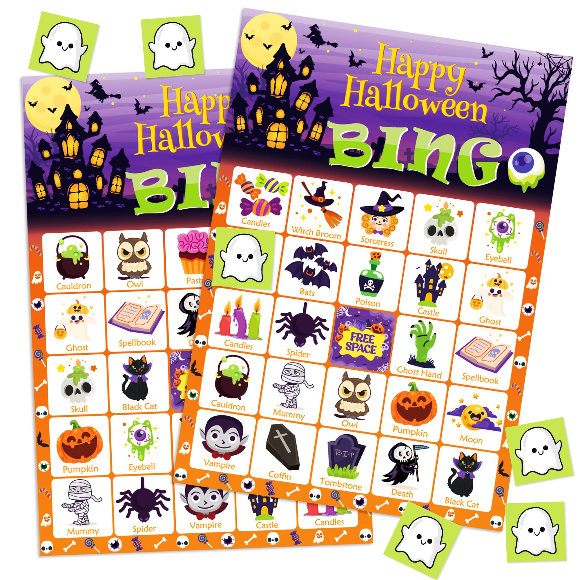 OHOME Halloween Games - Halloween Bingo for Kids | Halloween Party Favors - 24 Players Halloween Toys Gifts Party Supplies | Halloween Crafts Accessories Treats Activities for Family