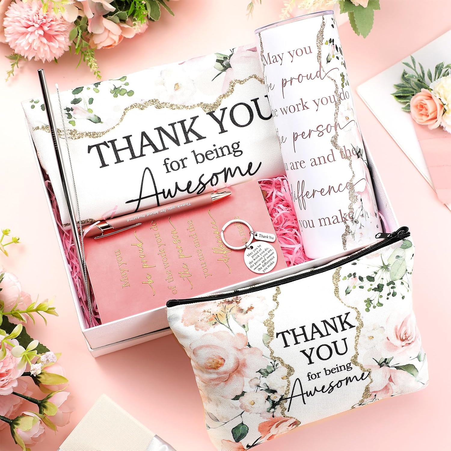 6 Pcs Valentines Day Gifts for Office Coworker Female Women Thank You May You Be Proud Ink Flower Gifts for Employee Staff Volunteer Administrative Professional Assistant(Artsy Style) - Image 6