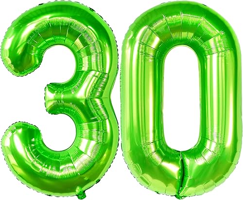 KatchOn, Globo verde claro del número 30 de 40 pulgadas, globos de Mylar con el número 30, decoraciones de cumpleaños de 30 años, globos del número disponible en Yaxa Colombia