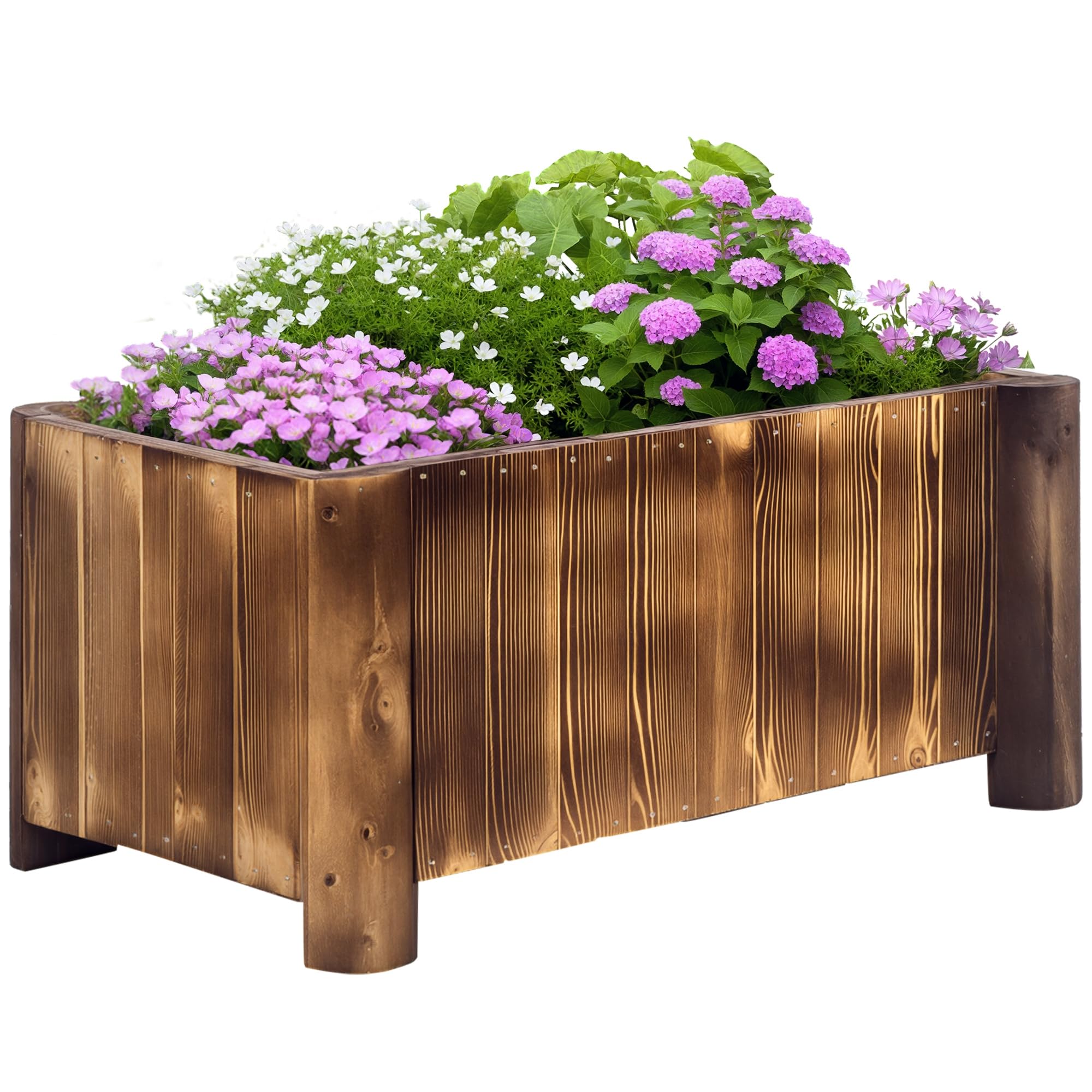 Outsunny Orto Rialzato da Esterno in Legno di Abete, Fioriera da Esterno, per Frutte Verdure Fiori Giardino, 70x35x30 cm, Legno naturale