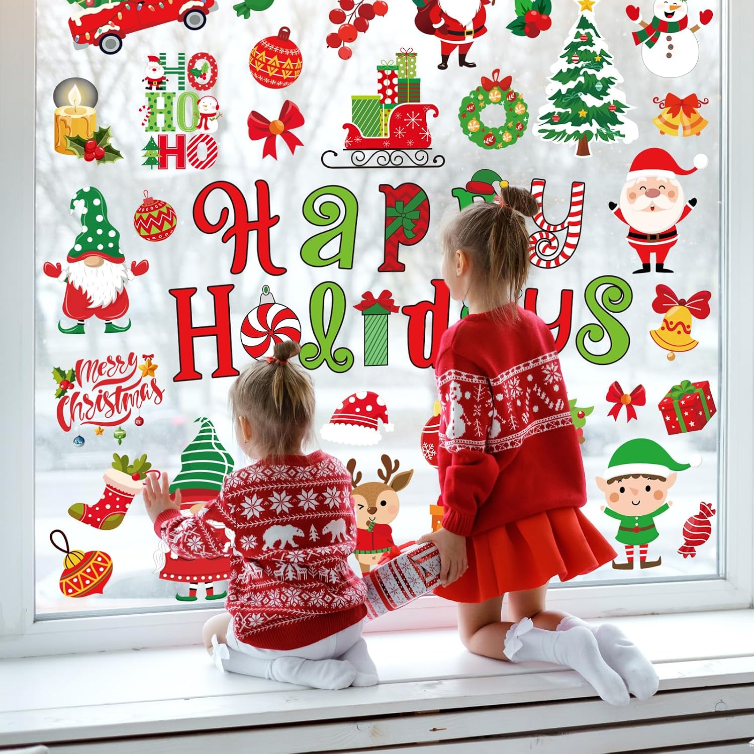 9 Sheets Christmas Window Cling Stickers Xmas Santa Reindeer — view 5