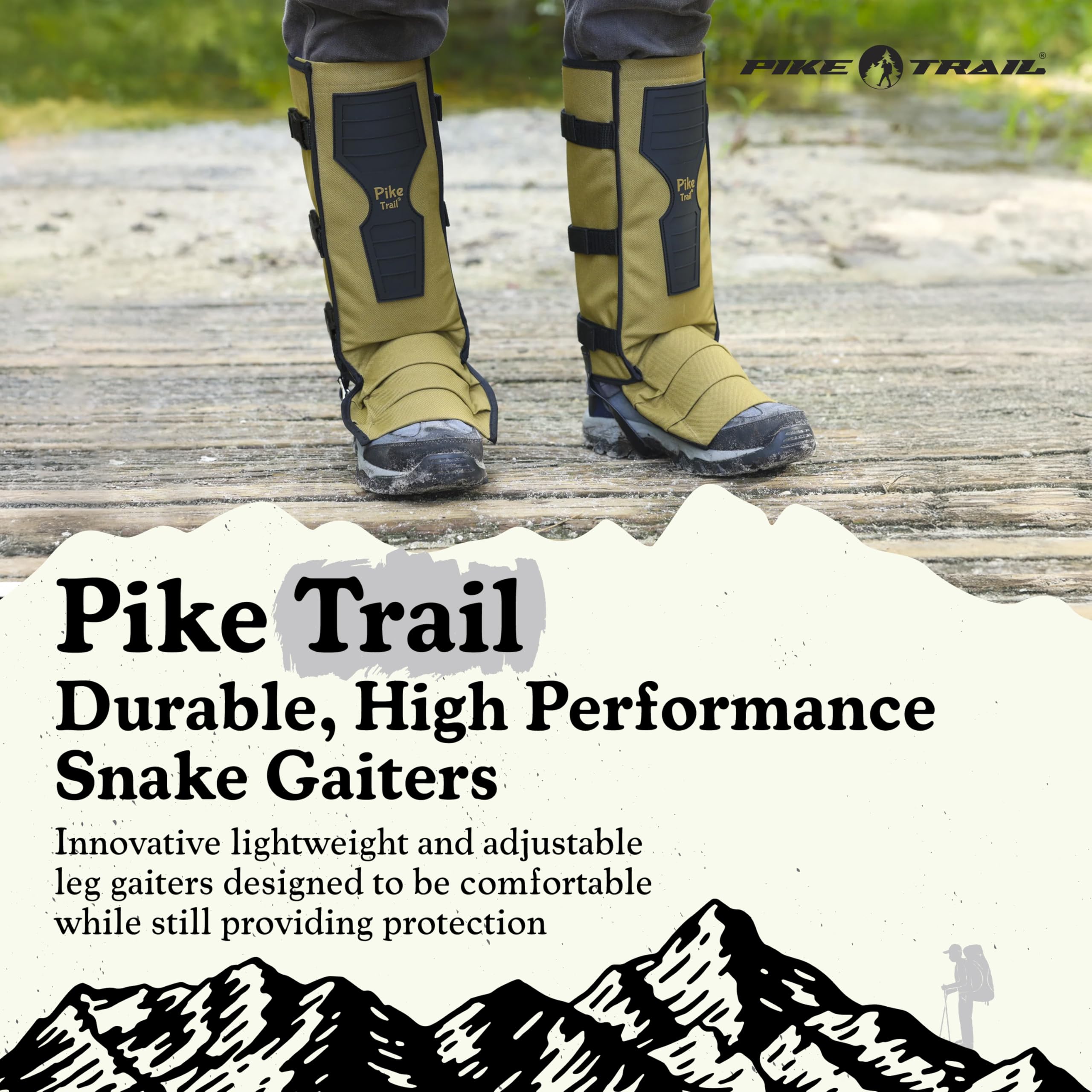 Pike Trail Schlangenfeste Gamaschen zum Wandern, Stiefel- und Schuhschutz für Männer und Frauen, Schlangenschutz-Leggings für Jagd, Camping, Outdoor
