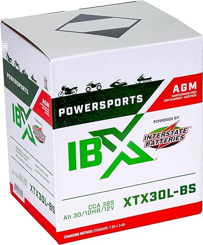 Miniatura 4 de Interstate Batteries YTX30L-BS 12V 30Ah Powersports Batería 385CCA AGM recargable de repuesto para motocicletas, cuatrimotos, UTV, motos de nieve