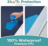 Vista 2 de OhGeni Protector de colchón 100% impermeable, sábana bajera con bolsillos profundos, material suave transpirable sin ruido de alta calidad, funda