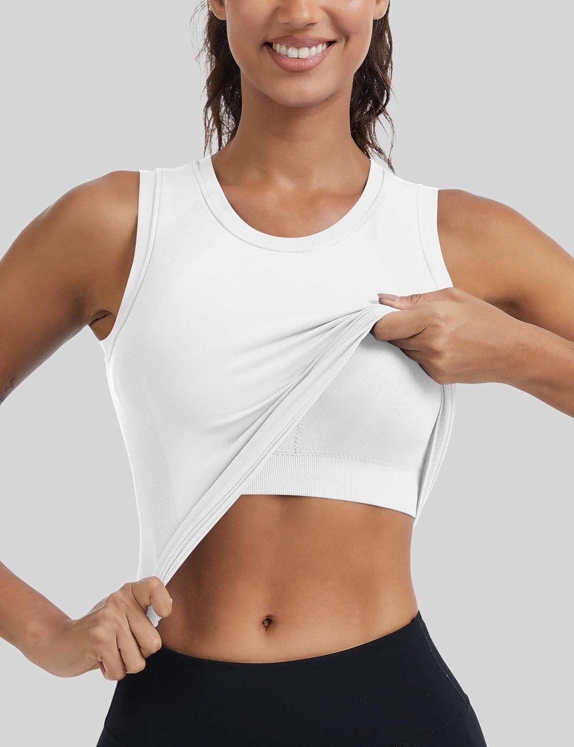 MathCat Women's Seamless Workout Tank Tops with Built in Bra, Sleeveless Padded Athletic Yoga Shirts for Daily Wear - Image 3