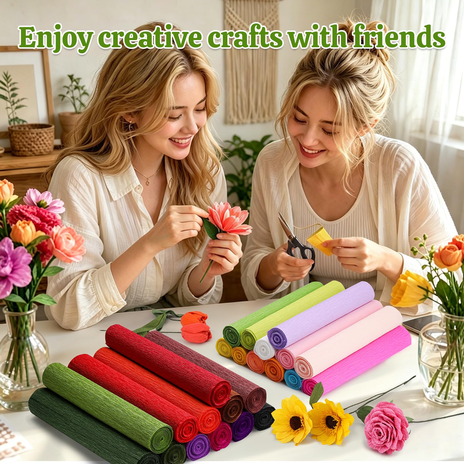 24 colori Crepe Paper Roll 10 X 98 pollici Papel Crepe Video Tutorial