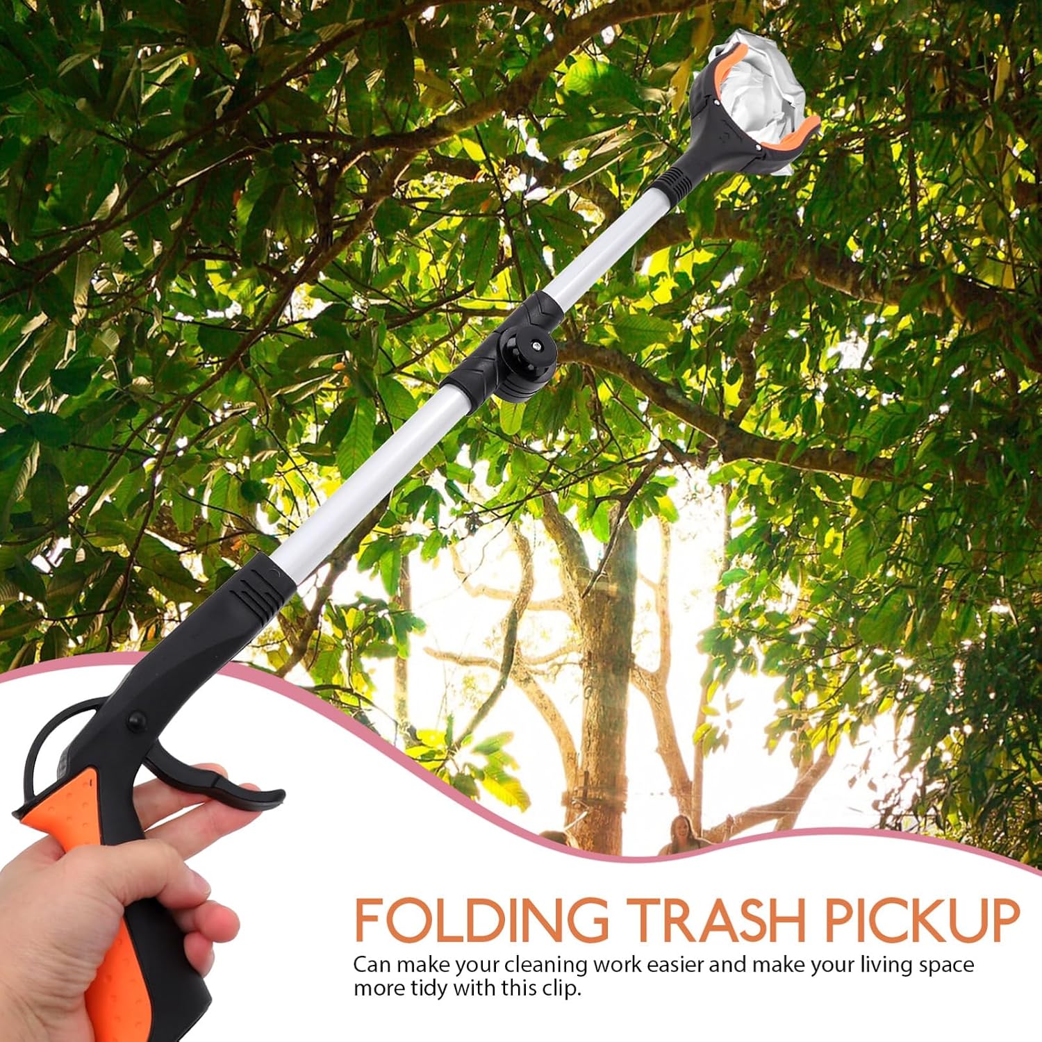 Foldable Trash Picker Grabber Tool Magnetic Tip Heavy Duty Litter Grabber for Convenient Trash Pickup Portable Garbage Claw for Cleaning for Elders and Home Use