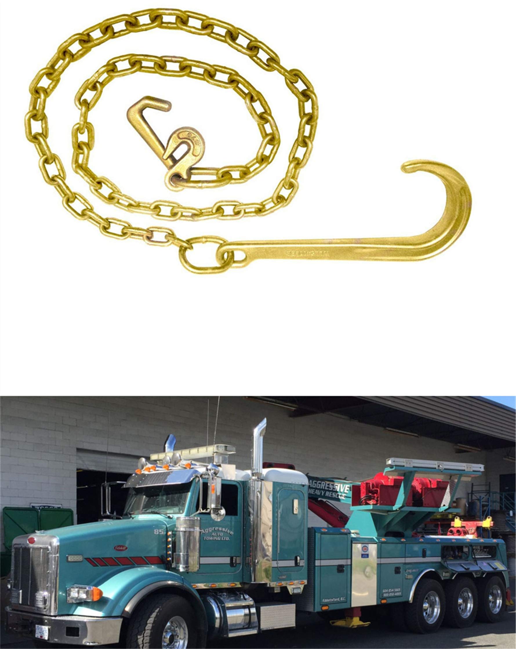 Buy munirater 5/16 x 10 FT Grade 70 Tow Chain 15 J Hook and T Hook Mini